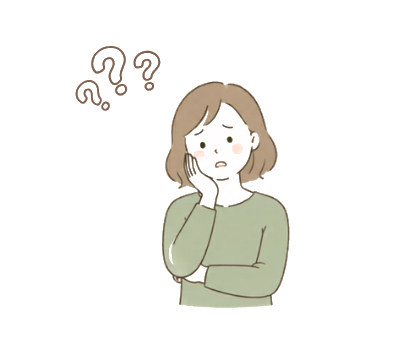 悩む表情のママのイラスト